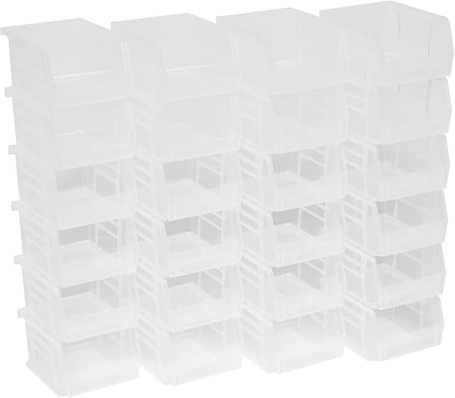 Stackable Clear Plastic Storage Bins, 24-Pack
