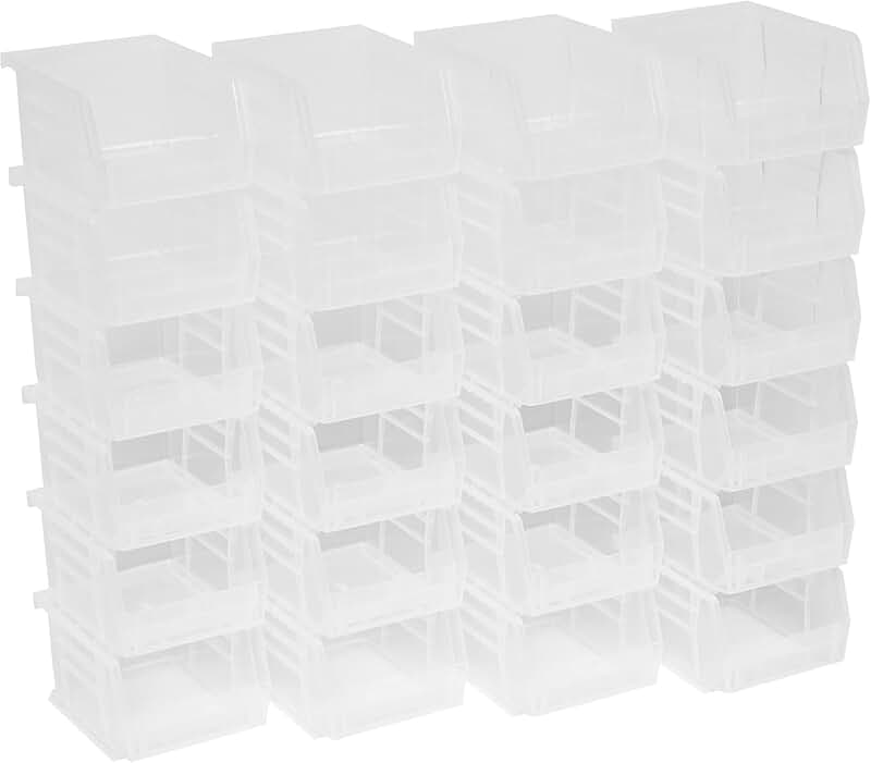 Stackable Clear Plastic Storage Bins, 24-Pack