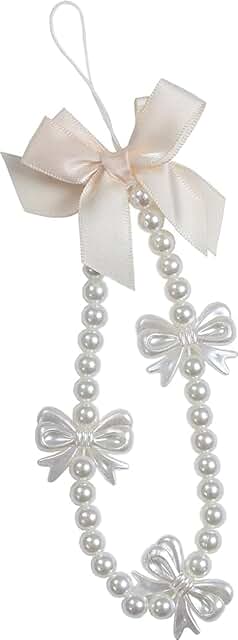 Pink Pearl Butterfly Phone Charm and Beaded Strap