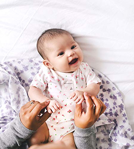 uni   Bodysuits, 3-pack Long & Short-sleeve One-pieces, 100%  Cotton Bodysuit, Tossed Tulips, 6 Months US