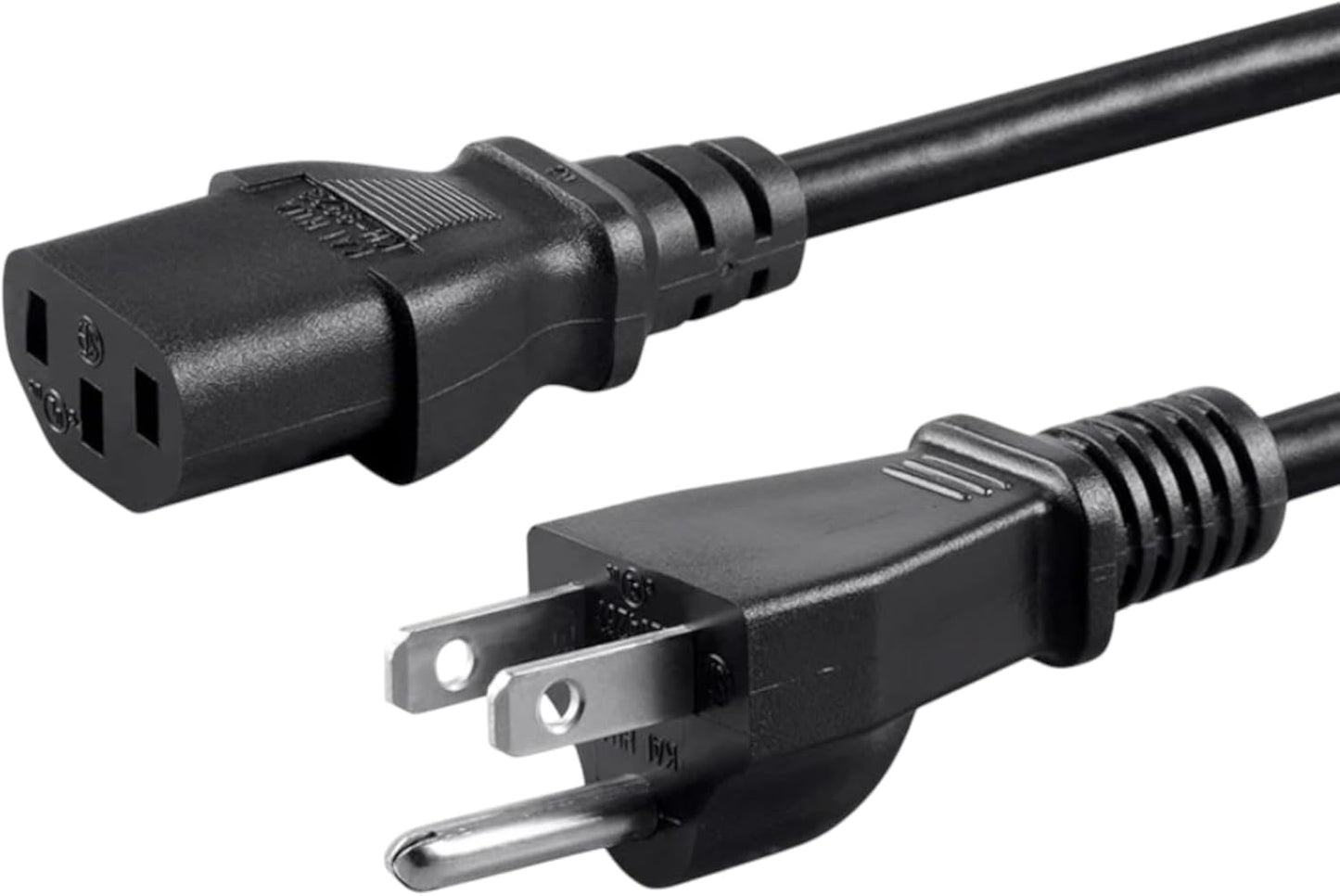 10-foot black 3-prong AC power cord for electronics