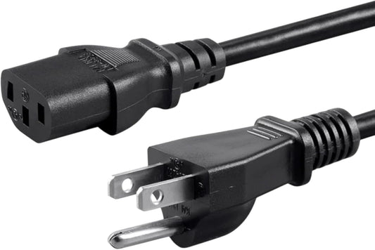 10-foot black 3-prong AC power cord for electronics