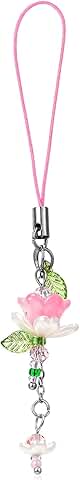 Pink Lotus Phone Charm and Wrist Strap