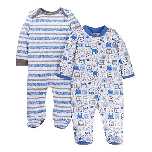 boys Footed Sleeper, Sleep Play and Toddler Footie, Blue White Letters,  US