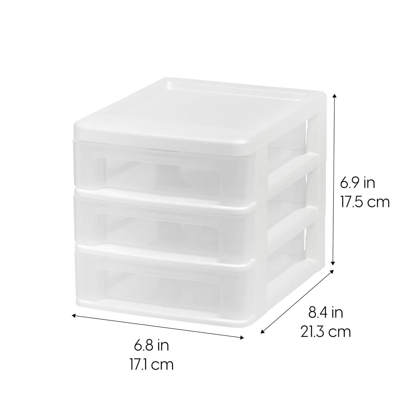Set of four small white plastic stacking desk organizers