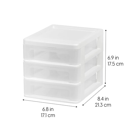 Set of four small white plastic stacking desk organizers