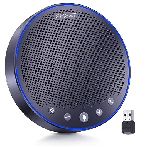 Bluetooth Speakerphone - M3 Conference Speaker w/ 4 AI Mics 360 Voice Pickup 18H Talk Time Daisy Chain for 20 People Noise Cancellation Reduction Full Duplex Conference Microphone