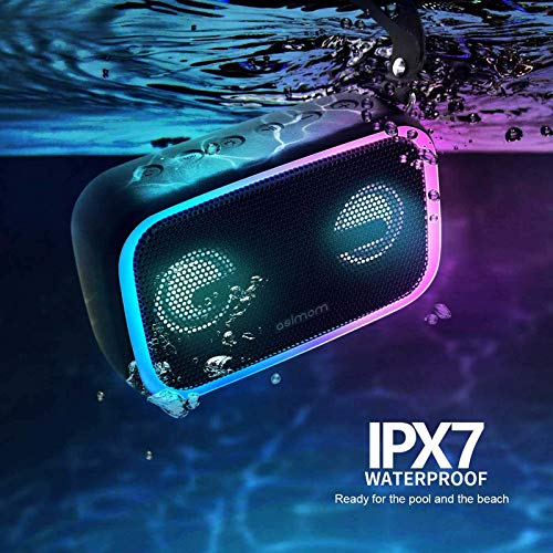 Bluetooth Speaker, IPX7 Waterproof Bluetooth Speakers with 28W Loud Bass, Speaker Bluetooth Wireless with LED Lights, Stereo Dual Pair, for Pool Beach Camping Shower-New Version