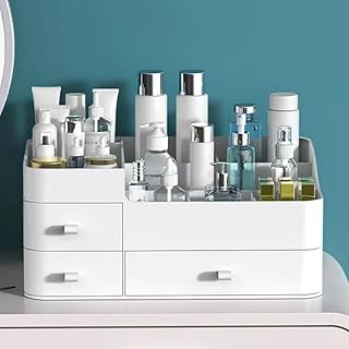 White Makeup Organizer with 3 Drawers for Vanity