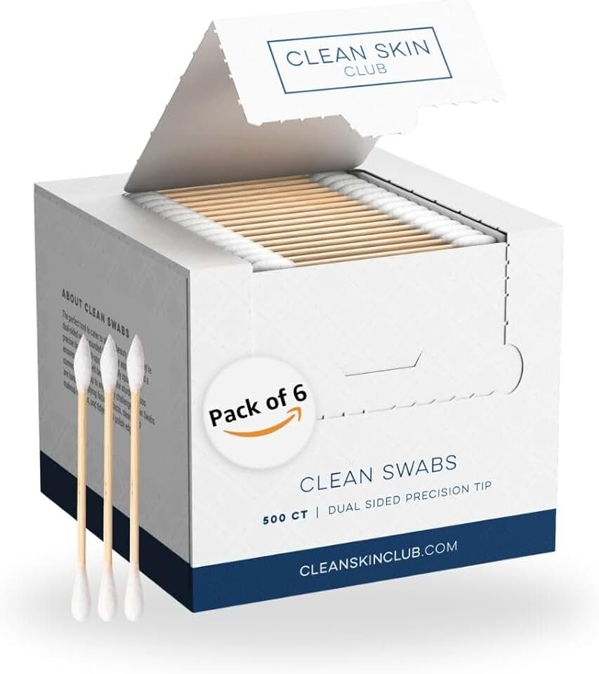 Six-pack biodegradable cotton swabs for makeup and touch-ups