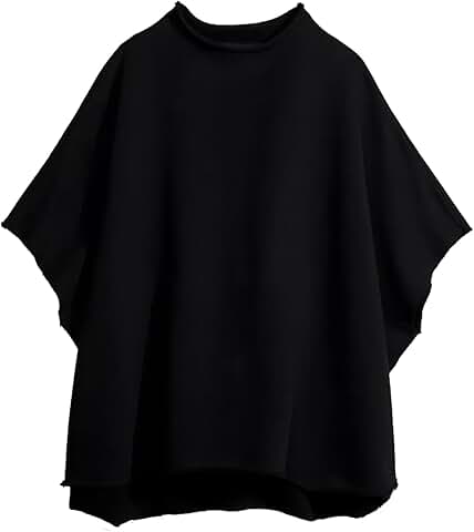 Women's Oversized Funnel Neck Batwing Sleeve Capelet Pullover