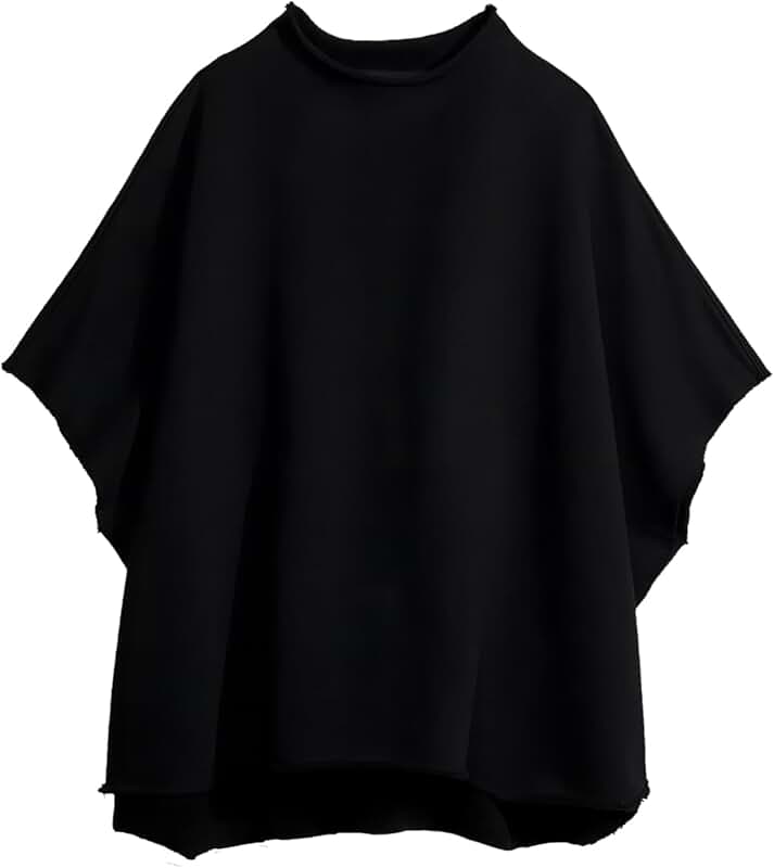 Women's Oversized Funnel Neck Batwing Sleeve Capelet Pullover
