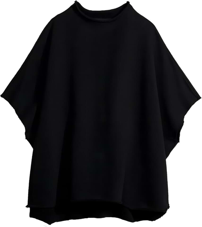 Women's Oversized Funnel Neck Batwing Sleeve Capelet Pullover