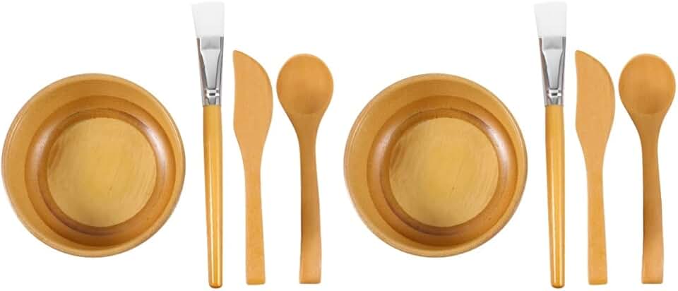 Bamboo Face Mask Mixing Bowl Set with Brushes and Spatula