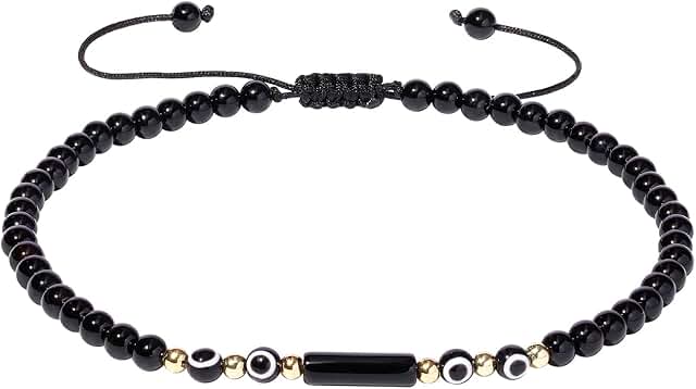 Evil Eye Beaded Anklet for Women with Crystals