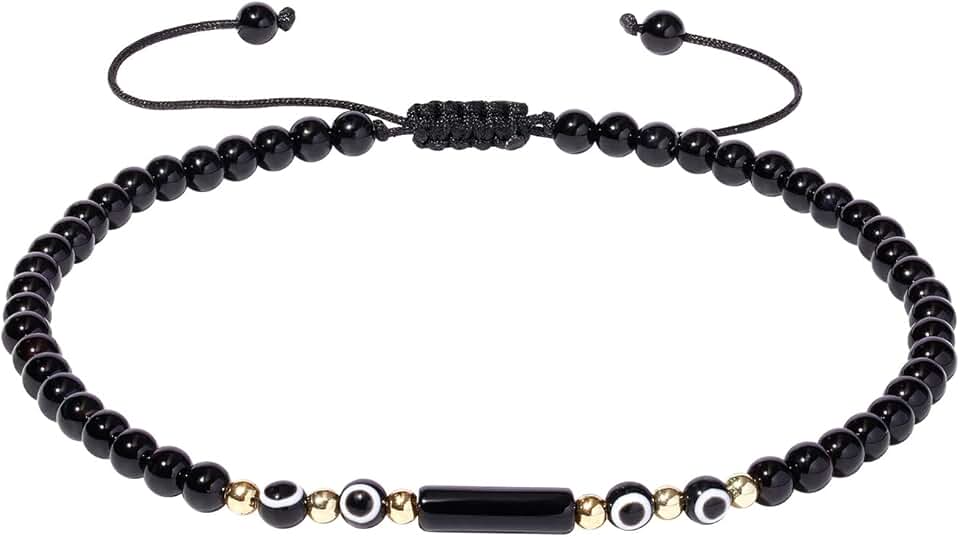 Evil Eye Beaded Anklet for Women with Crystals