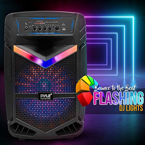 Portable Bluetooth PA Speaker System - 600W Rechargeable Outdoor Bluetooth Speaker Portable PA System w/ 10 Subwoofer 1 Tweeter, Recording Function, Mic In Party Lights USB/SD Radio - PPHP1042B