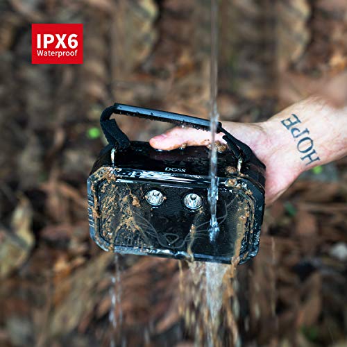Bluetooth Speaker, Traveler Wireless Bluetooth Speaker with 20W Stereo Sound and Bold Bass, IPX6 Waterproof, Wireless Pairing, 12H Playtime, 5 Light Modes, Portable Speaker for Outdoor-Black