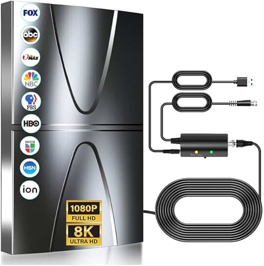 2025 TV Antenna with 2800+ Miles Range and 38ft Coax Cable