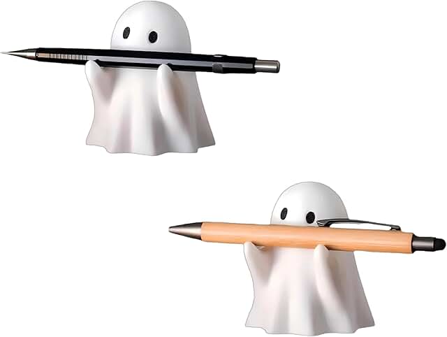 Set of two cute ghost pencil holders for desk decor