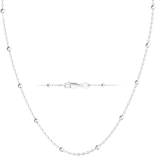 Sterling Silver Beaded Thin Choker Necklace for Women