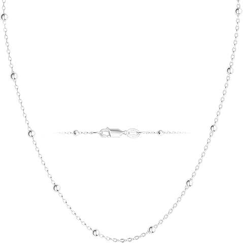 Sterling Silver Beaded Thin Choker Necklace for Women