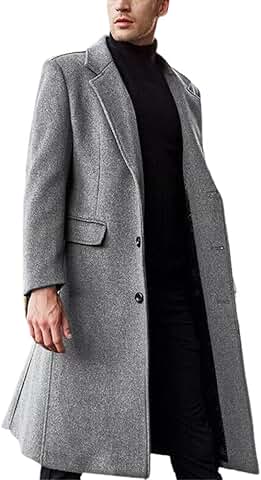 Men's Fall Winter Wool Long Dress Coat