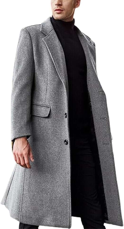 Men's Fall Winter Wool Long Dress Coat