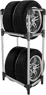 Garage Tire Storage Rack, Black and Silver, 45 Inches