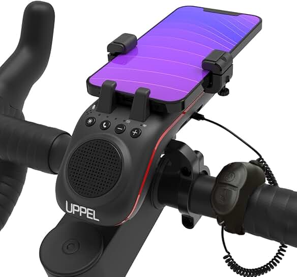 Bluetooth speaker with phone holder, LED light, power bank, horn, and microphone