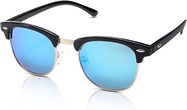 Semi rimless polarized sunglasses with UV protection