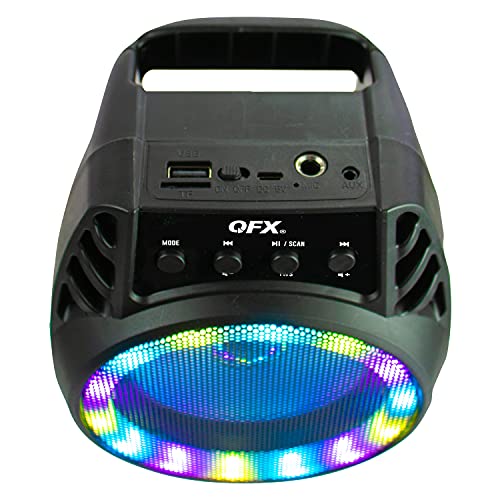 BT-64 TWS Bluetooth Rechargeable Portable Speaker with 4 Woofer LED Party Lights, Microphone Input, AUX Input, USB Port, TF Card Slot, Black