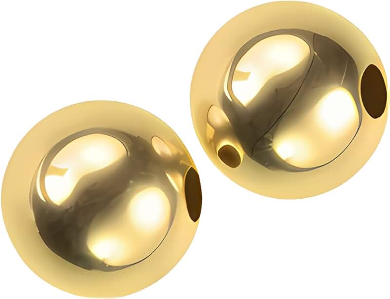 7mm 14K Solid Gold Hollow Beads, 2 Pieces