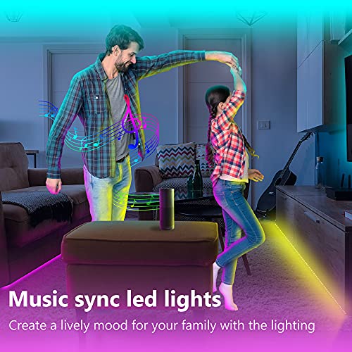 Bluetooth LED Strip Lights 50 FT*2,Color Changing LED Lights for Bedroom,Built-in-Mic,Music Sync LED Light Strips,Phone Smart Controlled(50 ftX2/APP+Remote+Mic)