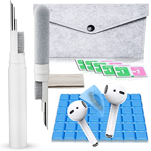 Cleaner Kit Compatible with Airpods, Earbuds Cleaning kit,Cleaning Pen with Brush for Bluetooth Earbuds Cleaner,Cellphones, Wireless Earphones,Laptop, Camera (White)