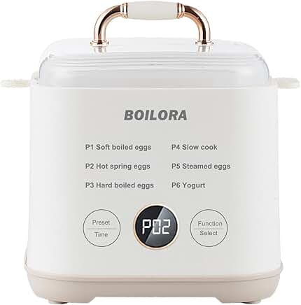 Egg Cooker with Timer, Steamer, and Auto Shut Off