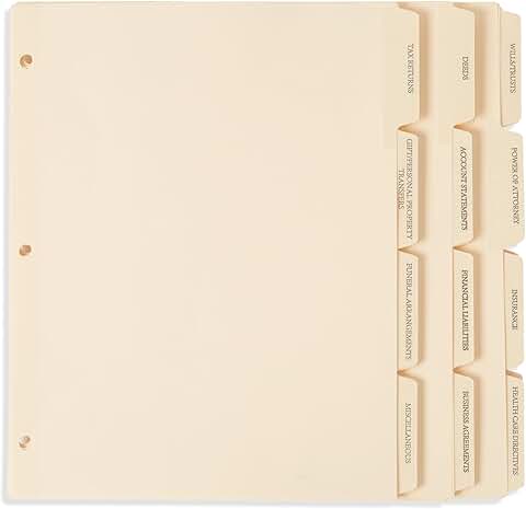 Pre-Printed Reinforced Index Tab Dividers, 12 Pack