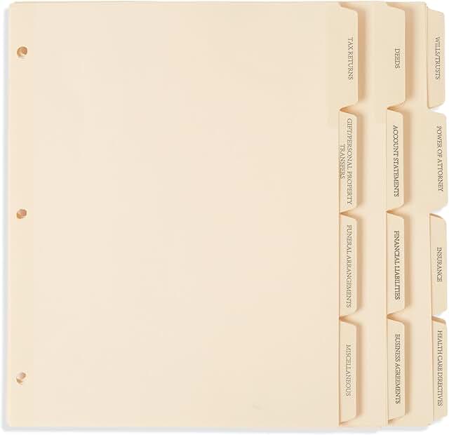 Pre-Printed Reinforced Index Tab Dividers, 12 Pack