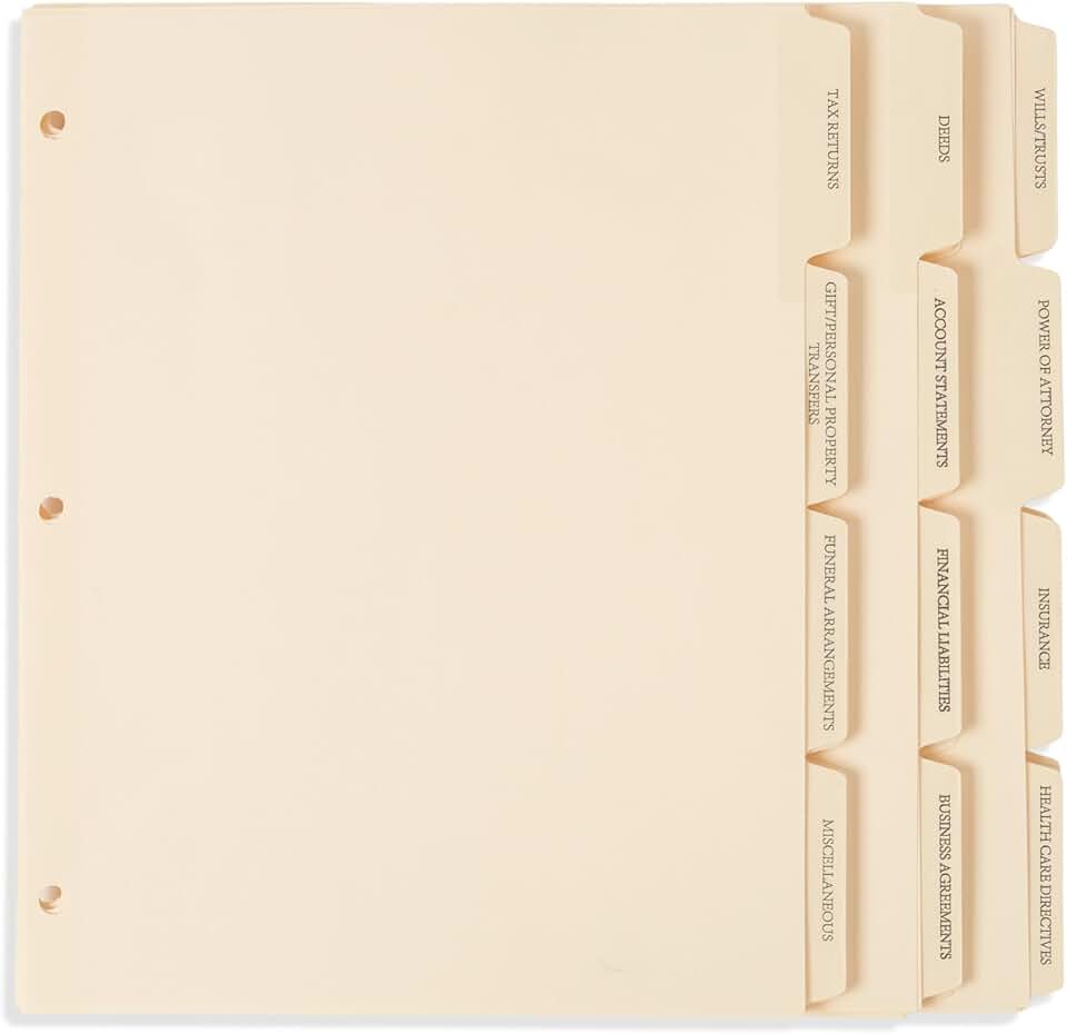 Pre-Printed Reinforced Index Tab Dividers, 12 Pack