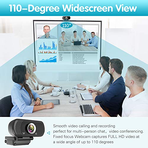 1080P Webcam,Live Streaming Web Camera with Stereo Microphone, Desktop or Laptop USB Webcam with 110 Degree View Angle, HD N5 Webcam for Video Calling, Recording, Conferencing, Streaming, Gaming