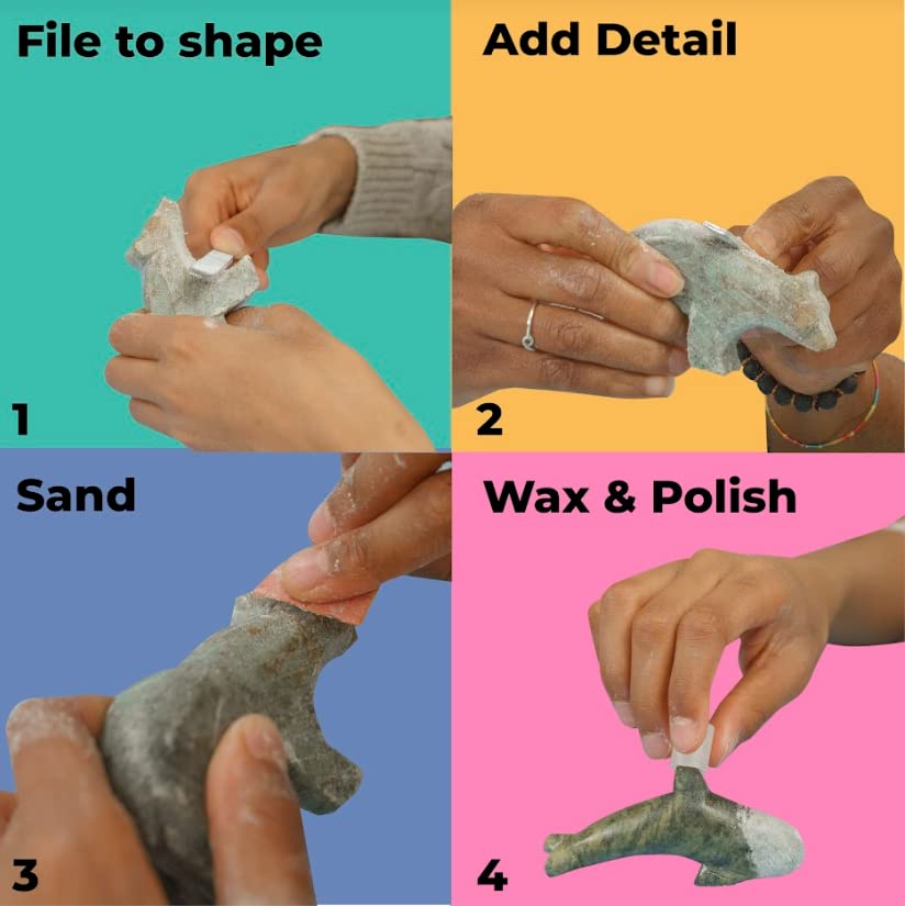 Artistic Carving Kit for Kids and Adults - Turtle Soapstone Sculpture