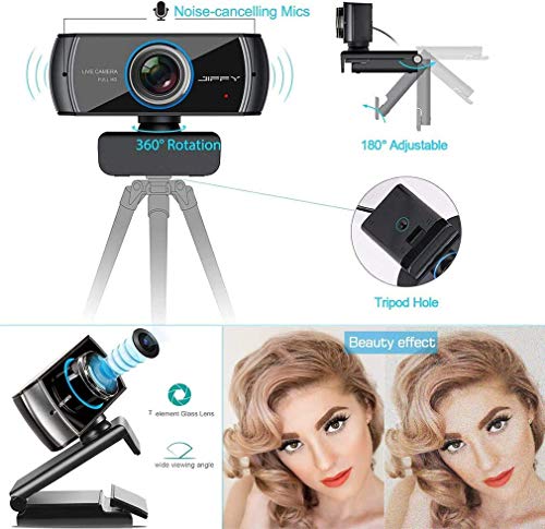 Upgrade 1080/1536P USB Web Camera with 2 Microphones, Video Calling and Recording Web Cam Compatible for PC, Laptops and Desktop, Plug and Play Webcam Works for XBOX ONE Compatible Windows 10