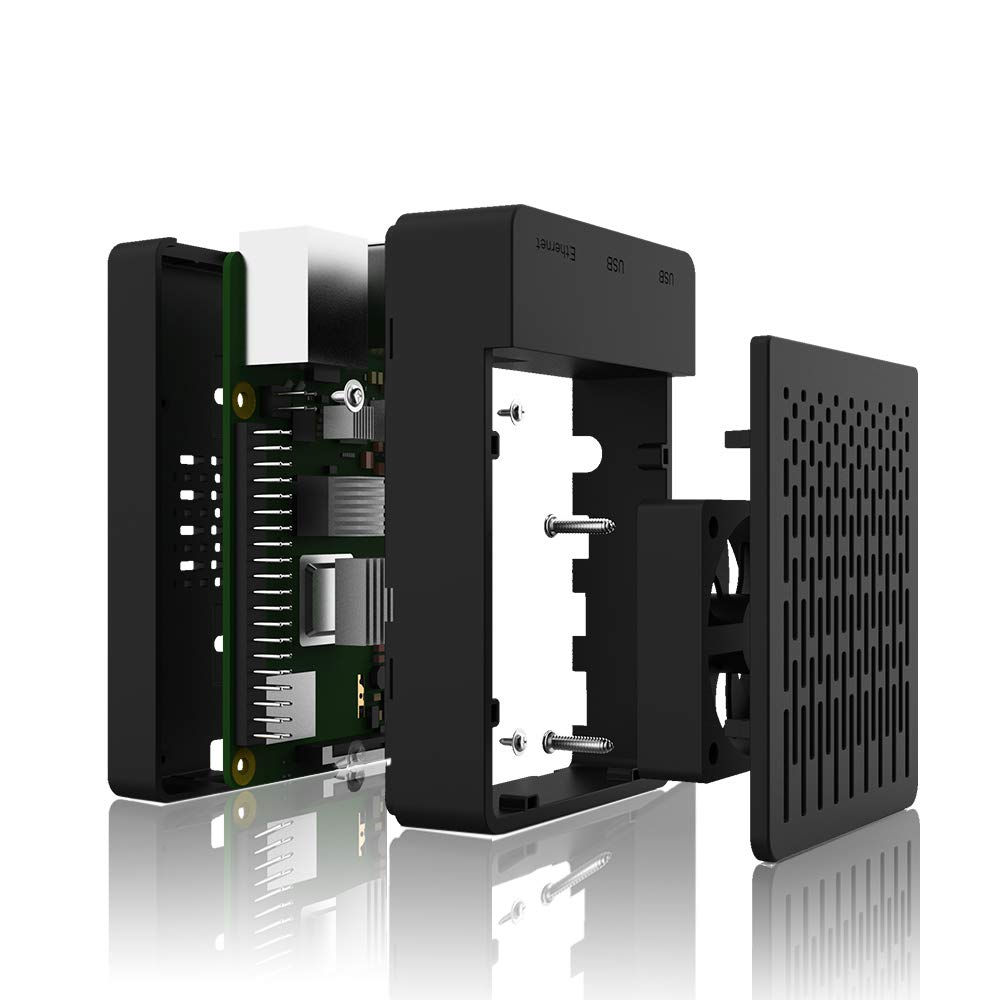 Raspberry Pi 4 Case, Raspberry Pi 4 Fan ABS Case with Cooling Fan, Raspberry Pi 4 Heatsink, Simple Removable Top Cover for Pi 4 Model B/ 4B