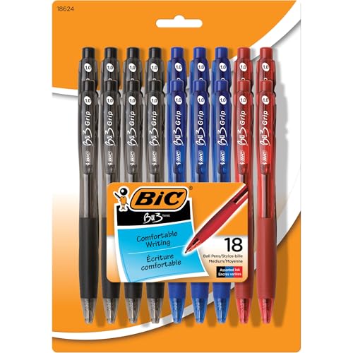 Assorted Color Retractable Ballpoint Pens, 18 Pack