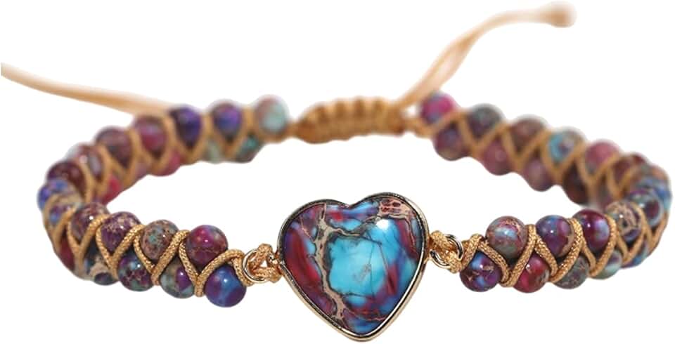 Women’s Handmade Boho Wrap Bracelet with Natural Stone Beads
