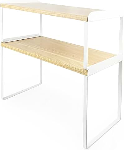Stackable Wood Shelf Organizer Set for Countertops and Cabinets