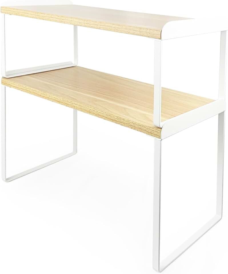 Stackable Wood Shelf Organizer Set for Countertops and Cabinets