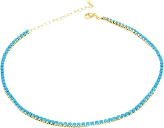 Dainty Turquoise Beaded Adjustable Necklace for Women