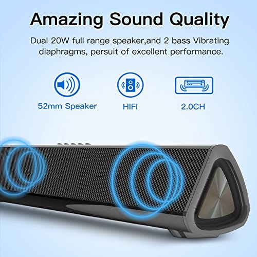 Bluetooth Sound Bar TV/Computer Speakers Wireless Wired SoundBar Home Theater Soundbar Surround Sound Speakers for TV Computer PC Projectors Tablets (S16AOpt)