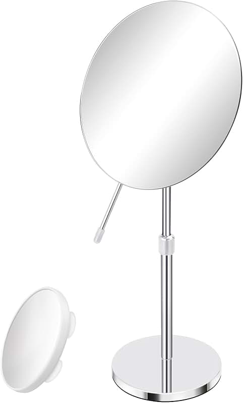 8-inch adjustable vanity mirror with magnifier and swivel